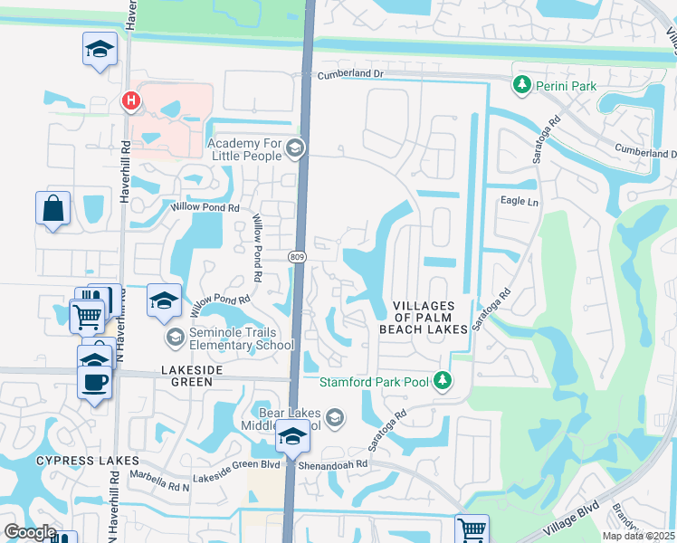 map of restaurants, bars, coffee shops, grocery stores, and more near 4300 San Marino Boulevard in West Palm Beach