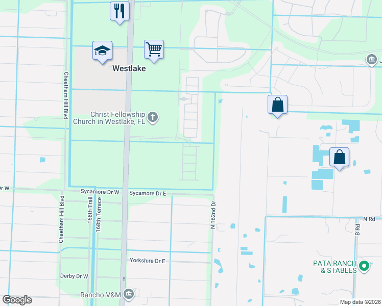 map of restaurants, bars, coffee shops, grocery stores, and more near 16395 Allerton Alley in Westlake