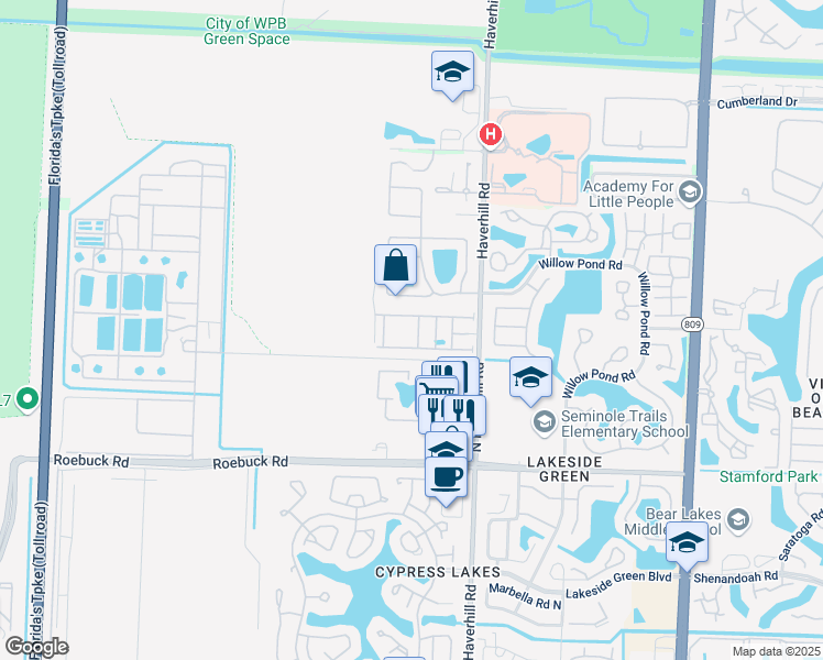 map of restaurants, bars, coffee shops, grocery stores, and more near 5283 Ashley River Road in West Palm Beach