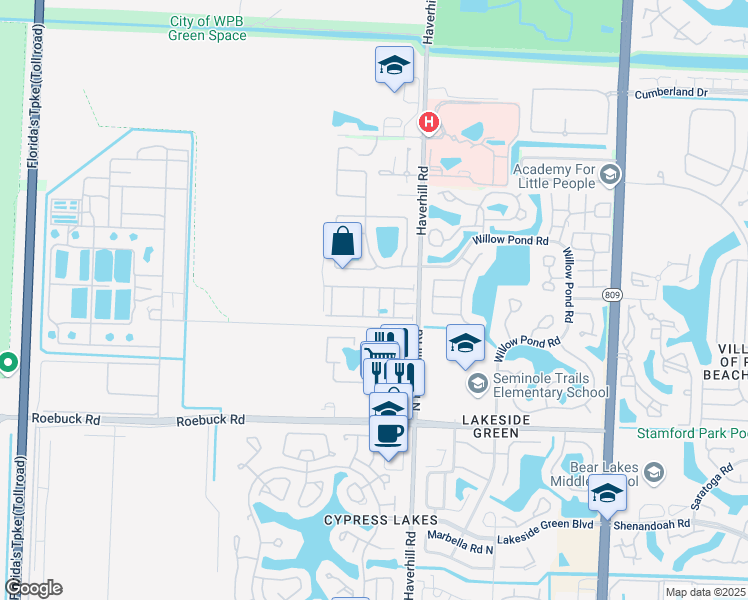 map of restaurants, bars, coffee shops, grocery stores, and more near 4306 Brewster Lane in West Palm Beach