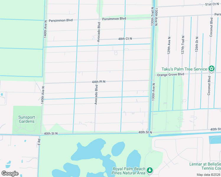 map of restaurants, bars, coffee shops, grocery stores, and more near 13394 44th Place North in West Palm Beach