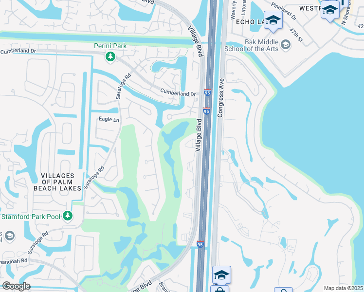 map of restaurants, bars, coffee shops, grocery stores, and more near 3521 Village Boulevard in West Palm Beach