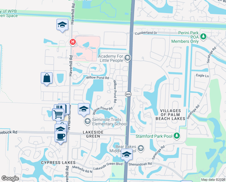 map of restaurants, bars, coffee shops, grocery stores, and more near 4339 Willow Pond Road in West Palm Beach