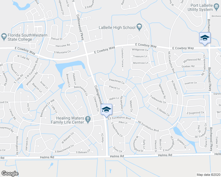 map of restaurants, bars, coffee shops, grocery stores, and more near 5001 Placid Lane in LaBelle