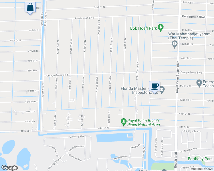 map of restaurants, bars, coffee shops, grocery stores, and more near 4391 123rd Trail North in West Palm Beach
