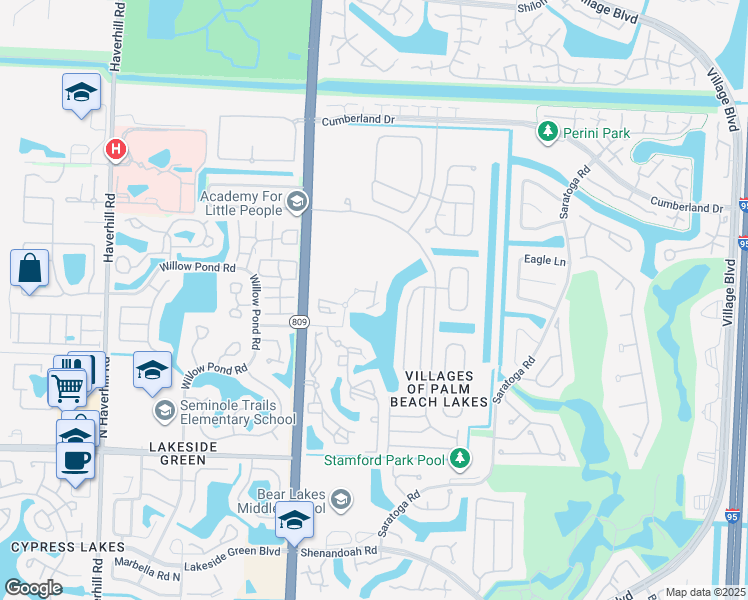 map of restaurants, bars, coffee shops, grocery stores, and more near 4365 Portofino Way in West Palm Beach