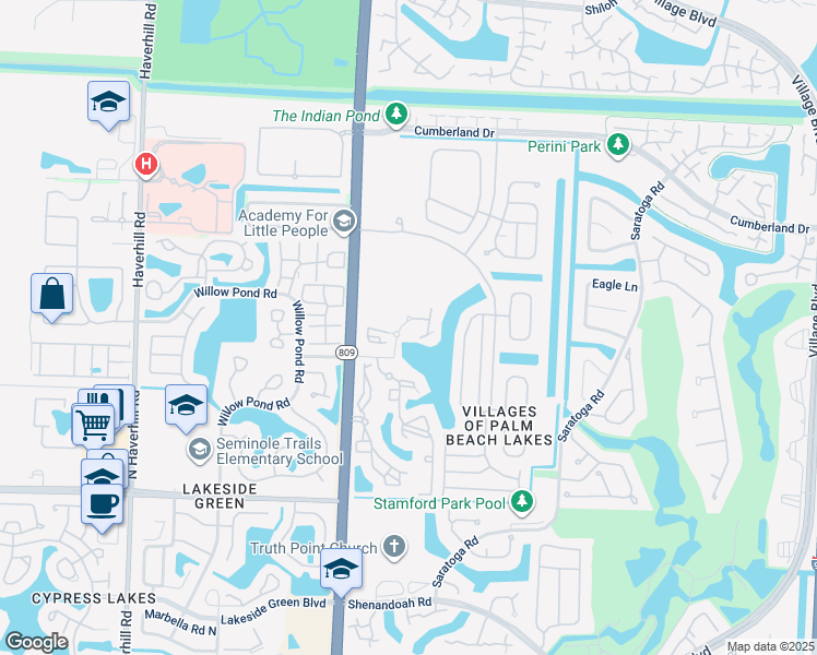 map of restaurants, bars, coffee shops, grocery stores, and more near 4400 San Marino Boulevard in West Palm Beach