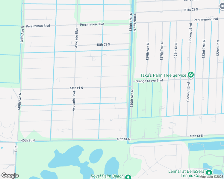 map of restaurants, bars, coffee shops, grocery stores, and more near 13090 44th Place North in West Palm Beach
