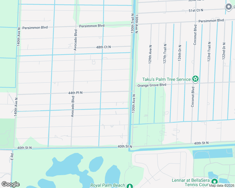 map of restaurants, bars, coffee shops, grocery stores, and more near 13090 44th Place North in West Palm Beach