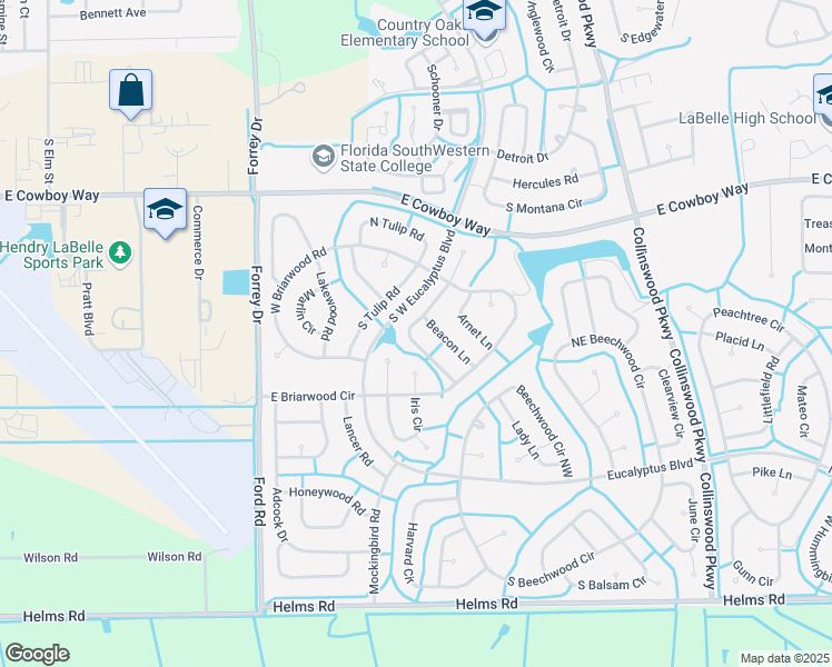 map of restaurants, bars, coffee shops, grocery stores, and more near 3014 Jamestown Road in LaBelle