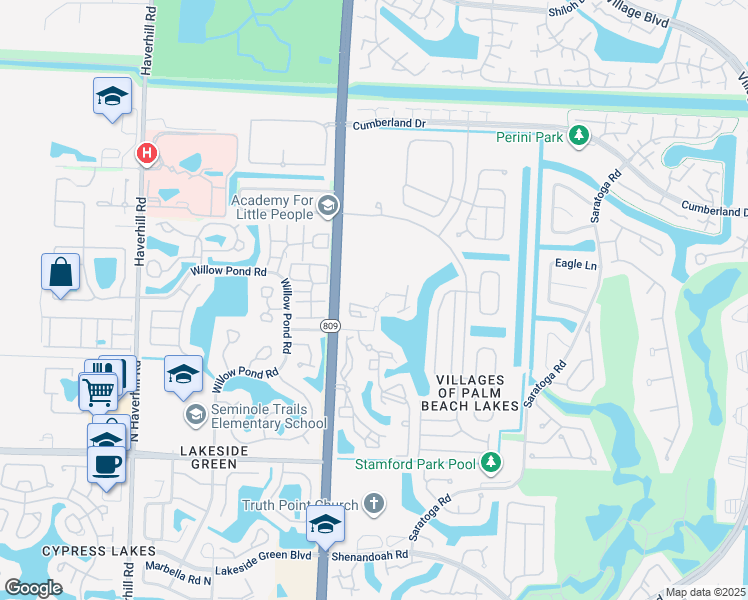 map of restaurants, bars, coffee shops, grocery stores, and more near 4400 San Marino Boulevard in West Palm Beach