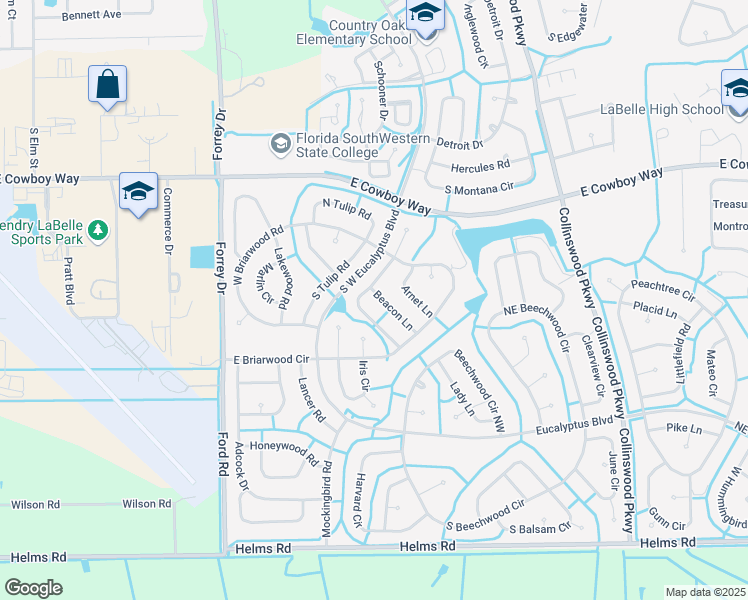 map of restaurants, bars, coffee shops, grocery stores, and more near 3014 Jamestown Road in LaBelle