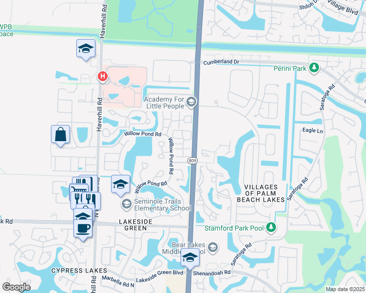 map of restaurants, bars, coffee shops, grocery stores, and more near 37 Dorchester Way in West Palm Beach