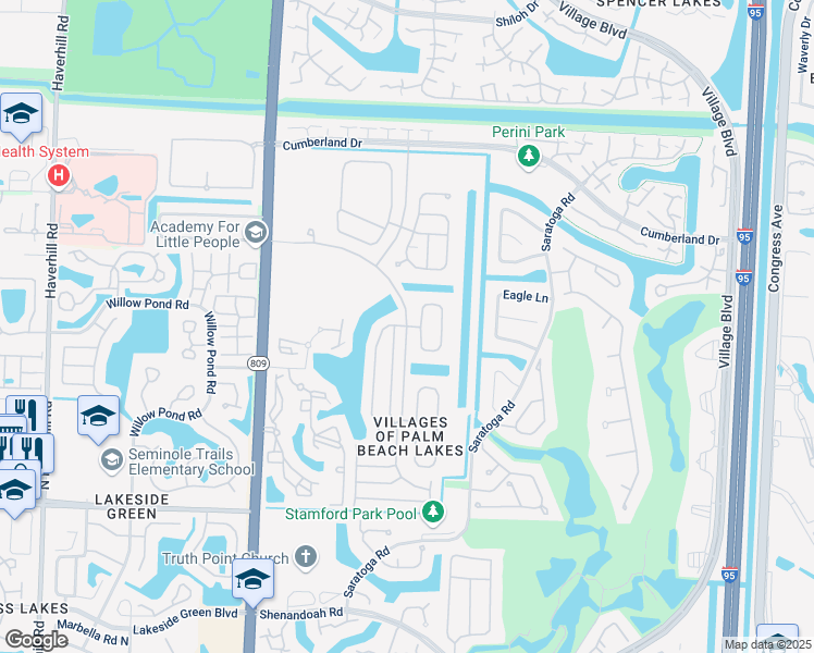 map of restaurants, bars, coffee shops, grocery stores, and more near Laguna Lane in West Palm Beach