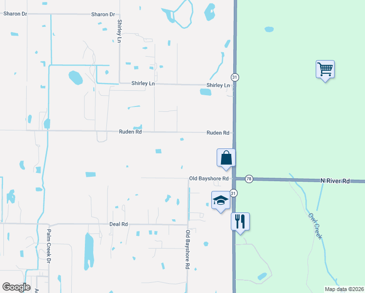 map of restaurants, bars, coffee shops, grocery stores, and more near 11740 Ruden Road in North Fort Myers