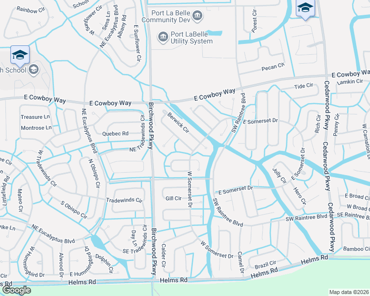 map of restaurants, bars, coffee shops, grocery stores, and more near 7065 Berwick Circle in LaBelle