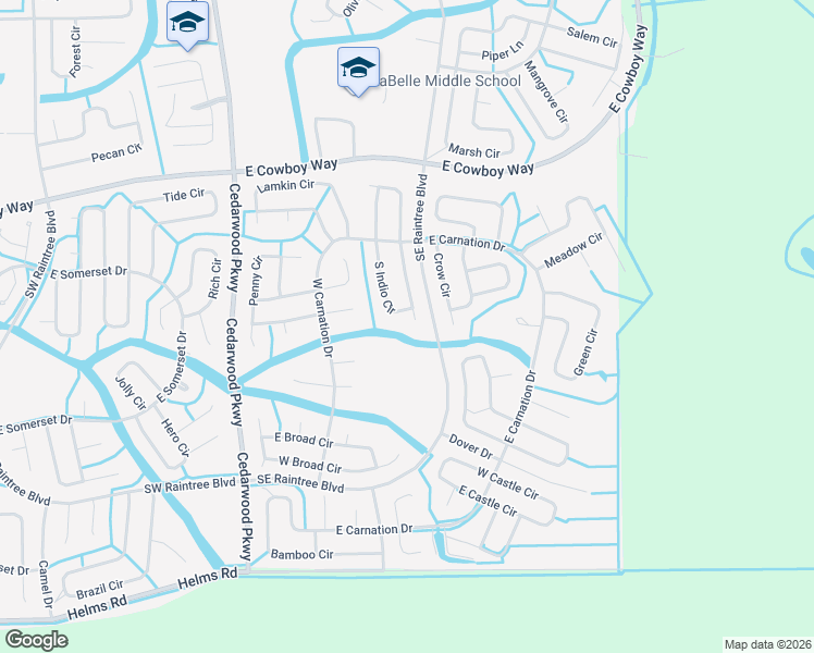 map of restaurants, bars, coffee shops, grocery stores, and more near 9010 South Indio Court in LaBelle