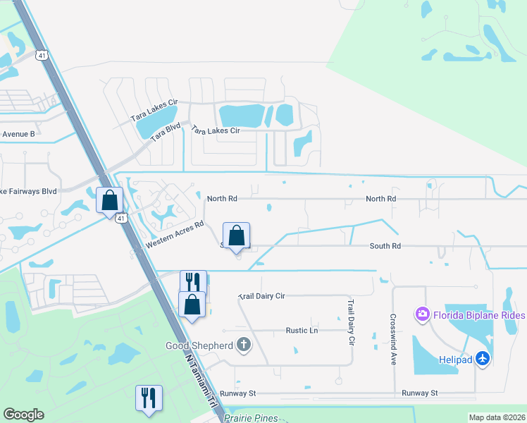 map of restaurants, bars, coffee shops, grocery stores, and more near 2990 North Road in North Fort Myers