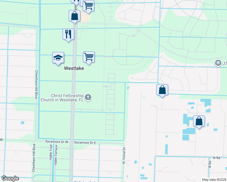 map of restaurants, bars, coffee shops, grocery stores, and more near Learwood Drive in Loxahatchee