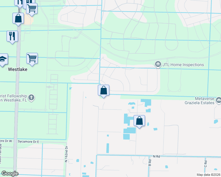 map of restaurants, bars, coffee shops, grocery stores, and more near Orange Grove Boulevard in Loxahatchee Groves