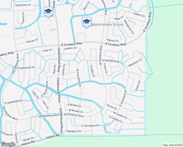 map of restaurants, bars, coffee shops, grocery stores, and more near 9024 South Indio Circle in LaBelle