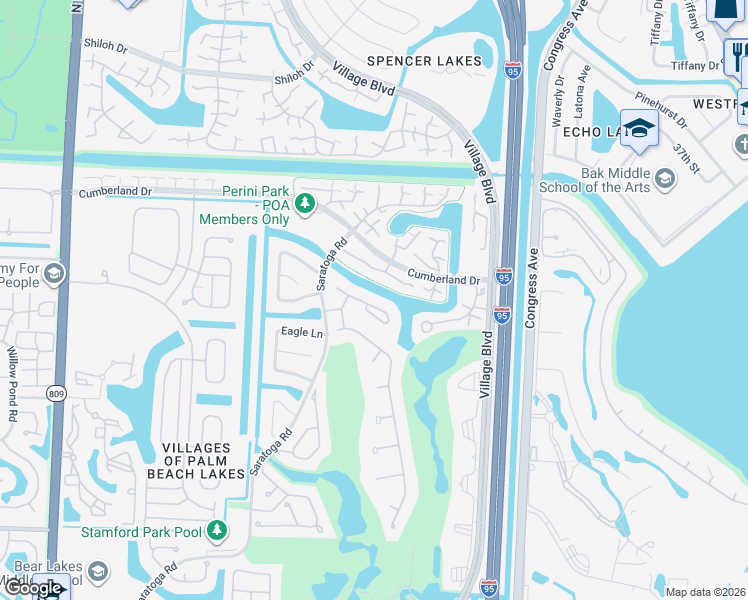 map of restaurants, bars, coffee shops, grocery stores, and more near 2627 Mohawk Circle in West Palm Beach