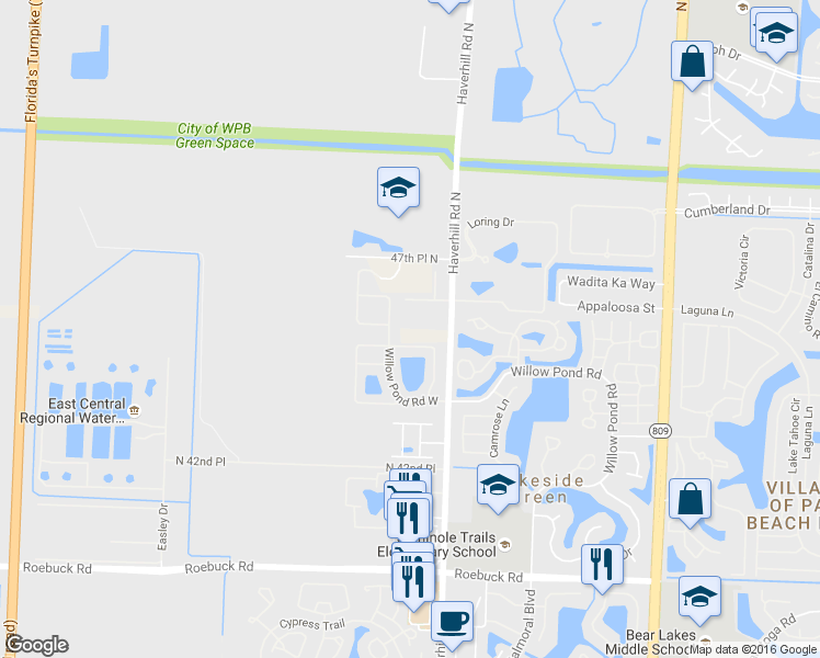 map of restaurants, bars, coffee shops, grocery stores, and more near 4585 Haverhill Road in West Palm Beach