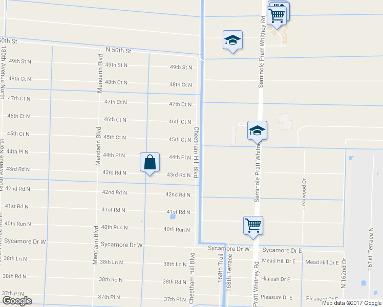 map of restaurants, bars, coffee shops, grocery stores, and more near 17035 44th Place North in Loxahatchee