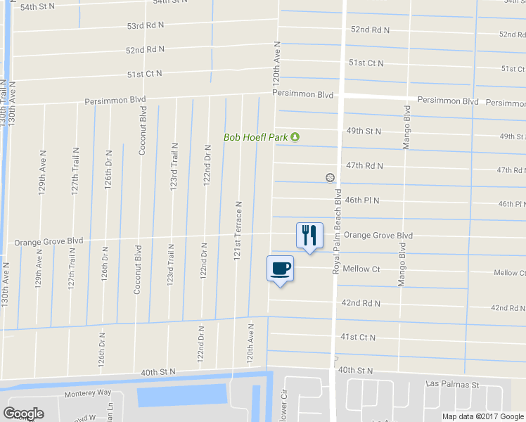 map of restaurants, bars, coffee shops, grocery stores, and more near 4569 120th Avenue North in West Palm Beach