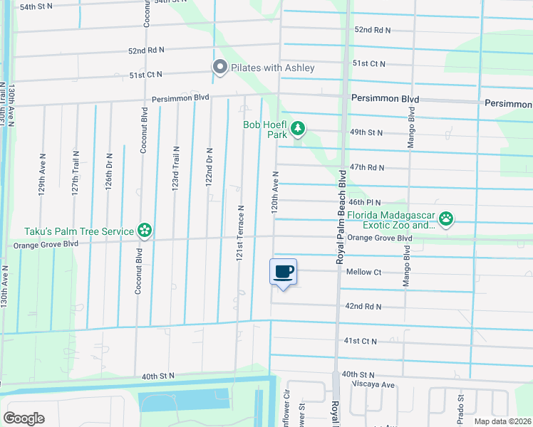 map of restaurants, bars, coffee shops, grocery stores, and more near 4569 120th Avenue North in West Palm Beach