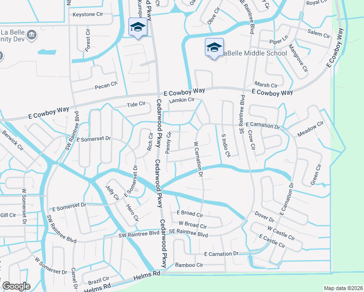 map of restaurants, bars, coffee shops, grocery stores, and more near 9001 Penny Circle in LaBelle