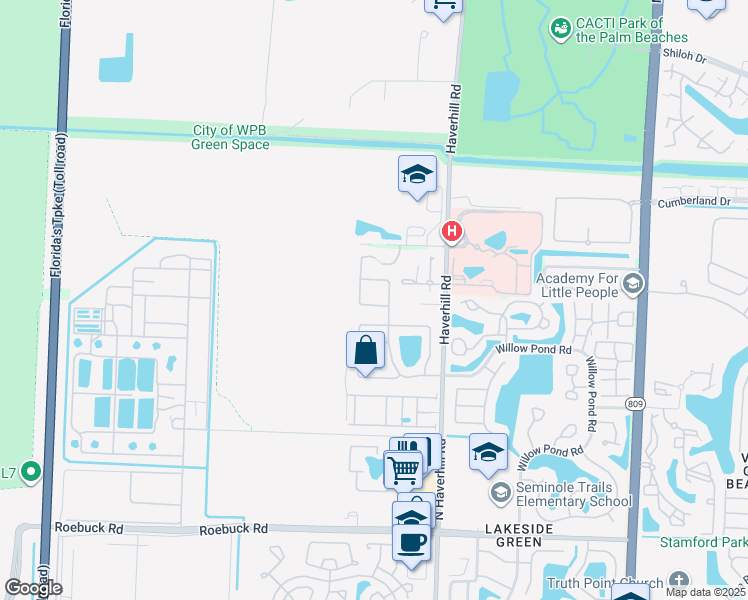 map of restaurants, bars, coffee shops, grocery stores, and more near 5212 Fox Trce in West Palm Beach