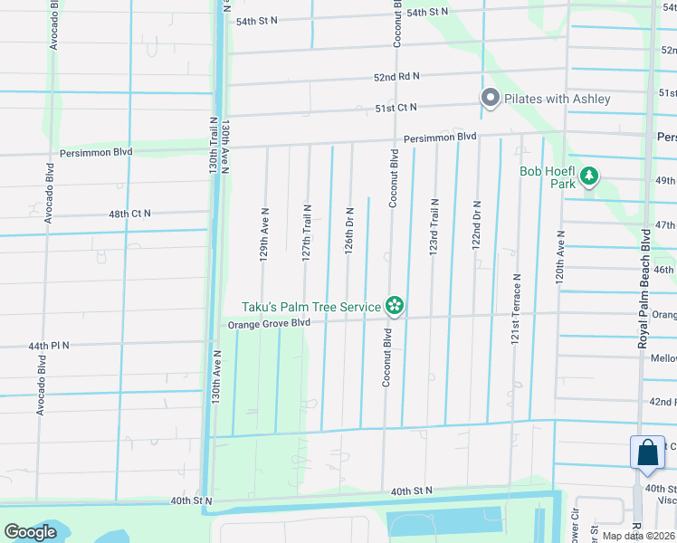 map of restaurants, bars, coffee shops, grocery stores, and more near 4599 126th Drive North in Royal Palm Beach