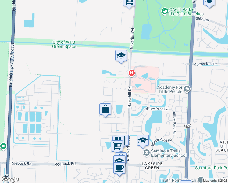 map of restaurants, bars, coffee shops, grocery stores, and more near 4585 Haverhill Road in West Palm Beach