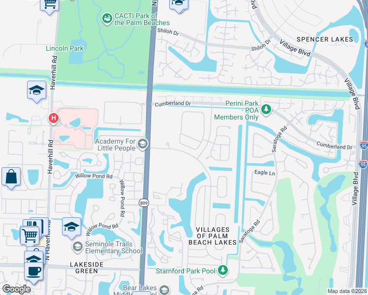 map of restaurants, bars, coffee shops, grocery stores, and more near 5242 Victoria Circle in West Palm Beach