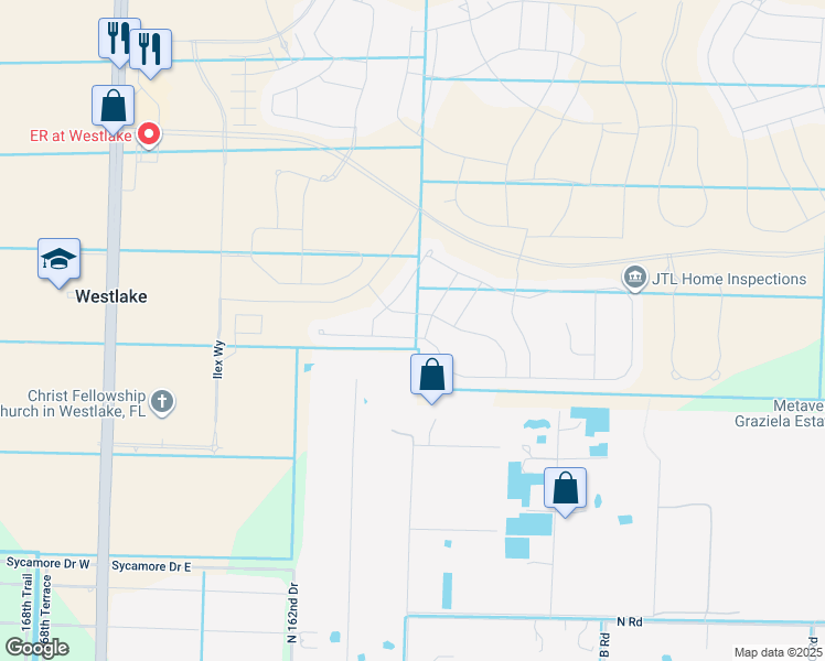 map of restaurants, bars, coffee shops, grocery stores, and more near 160th Street North in Loxahatchee
