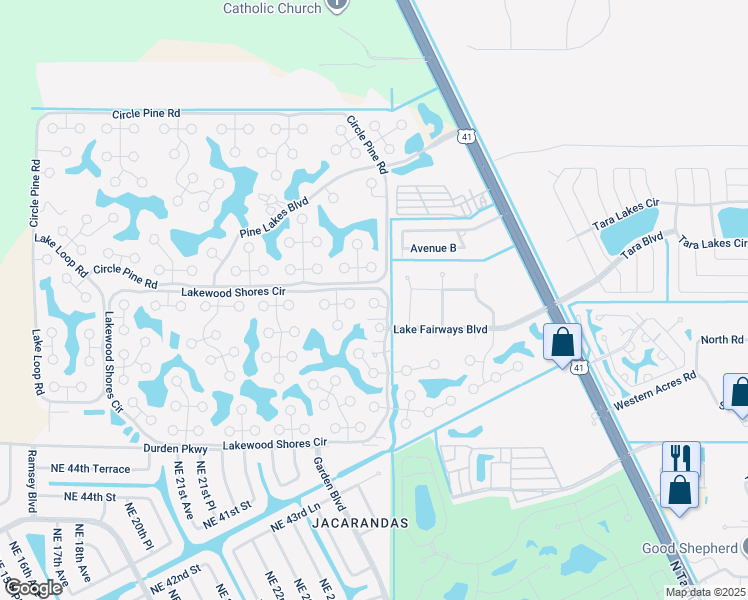map of restaurants, bars, coffee shops, grocery stores, and more near 10380-10454 Lakewood Shores Cir in North Fort Myers