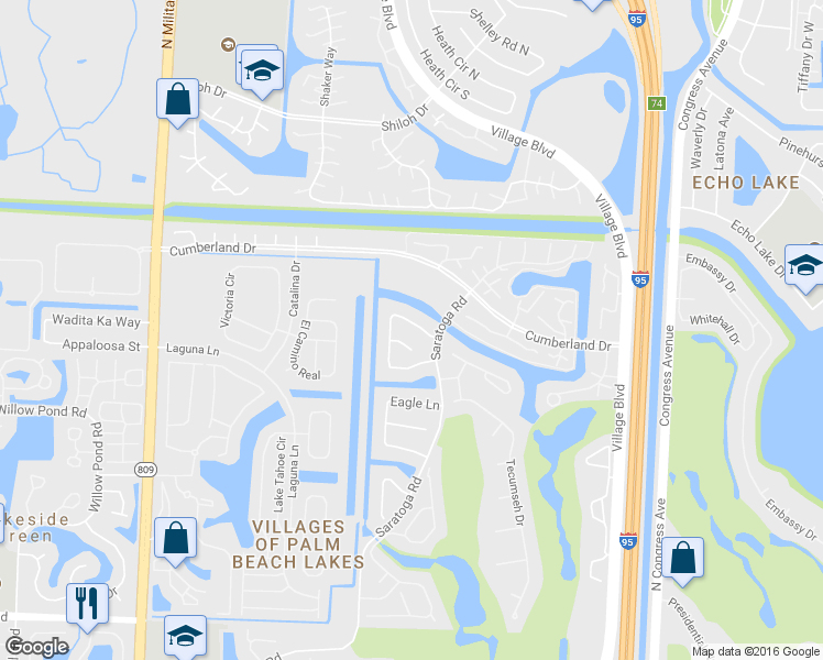 map of restaurants, bars, coffee shops, grocery stores, and more near 2850 Antietam Lane in West Palm Beach