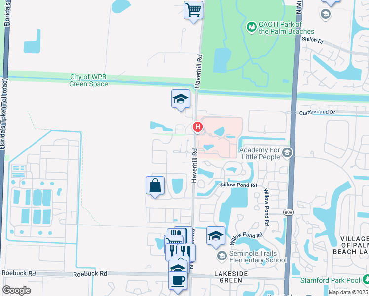 map of restaurants, bars, coffee shops, grocery stores, and more near 5108 47th Place North in West Palm Beach