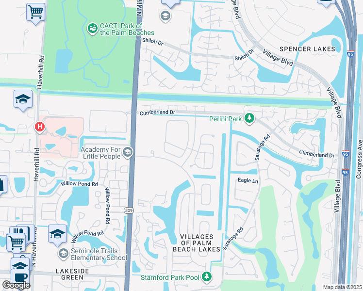 map of restaurants, bars, coffee shops, grocery stores, and more near 4225 Maggiore Way in West Palm Beach