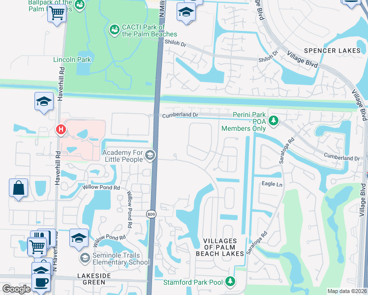 map of restaurants, bars, coffee shops, grocery stores, and more near 4650 Laguna Lane in West Palm Beach