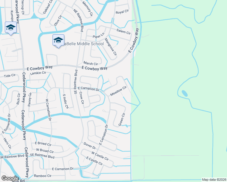 map of restaurants, bars, coffee shops, grocery stores, and more near 9008 Meadow Circle in LaBelle