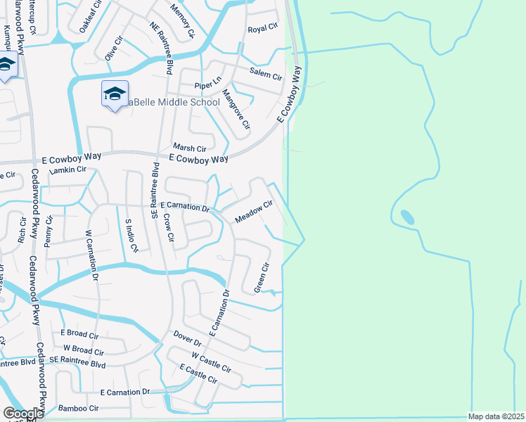 map of restaurants, bars, coffee shops, grocery stores, and more near 9043 Meadow Circle in LaBelle
