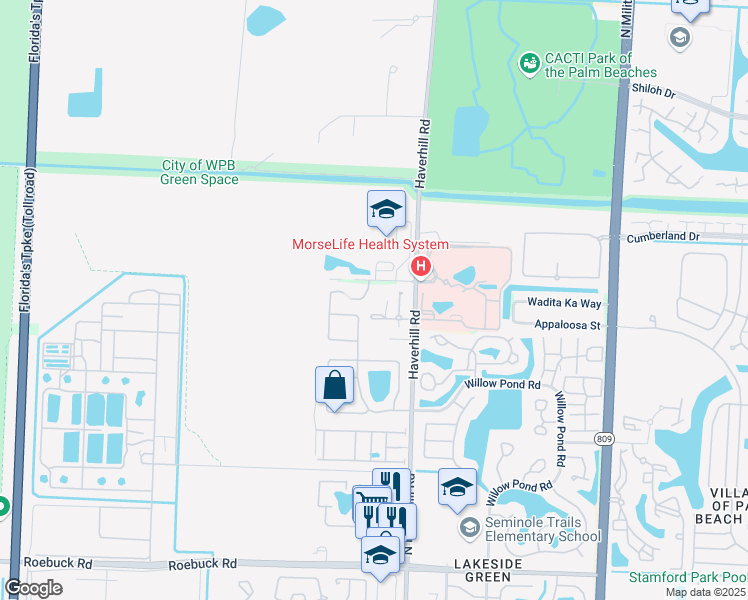 map of restaurants, bars, coffee shops, grocery stores, and more near 5108 47th Place North in West Palm Beach