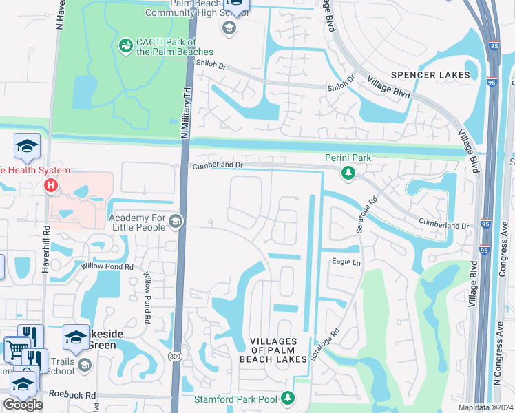 map of restaurants, bars, coffee shops, grocery stores, and more near 4787 Victoria Circle in West Palm Beach