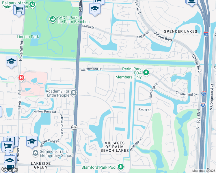 map of restaurants, bars, coffee shops, grocery stores, and more near 4787 Victoria Circle in West Palm Beach