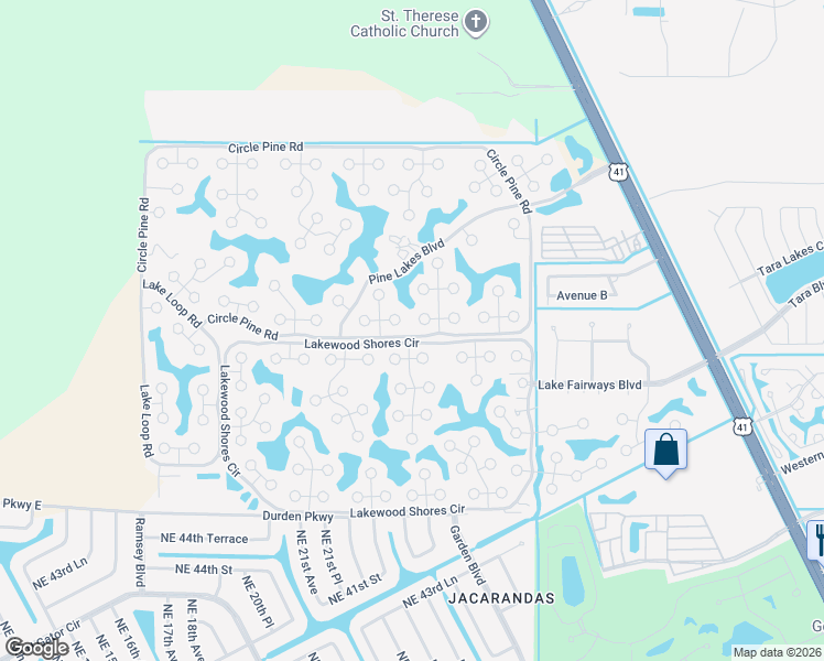 map of restaurants, bars, coffee shops, grocery stores, and more near 19413 Cedar Crest Court in North Fort Myers