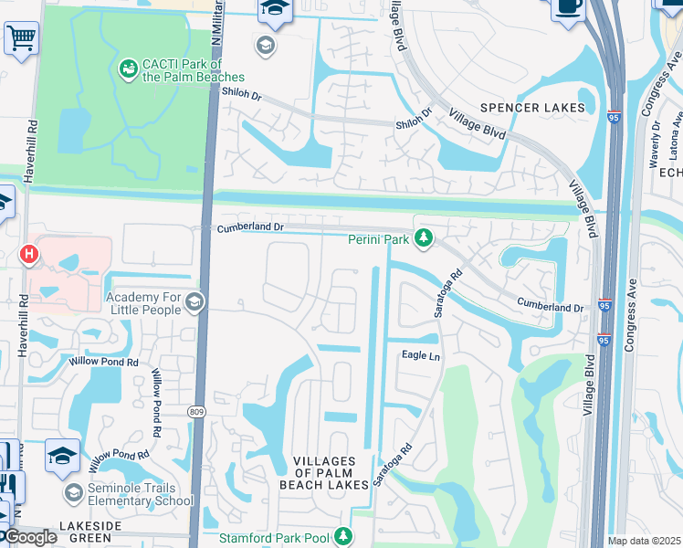map of restaurants, bars, coffee shops, grocery stores, and more near 3186 El Camino Real in West Palm Beach