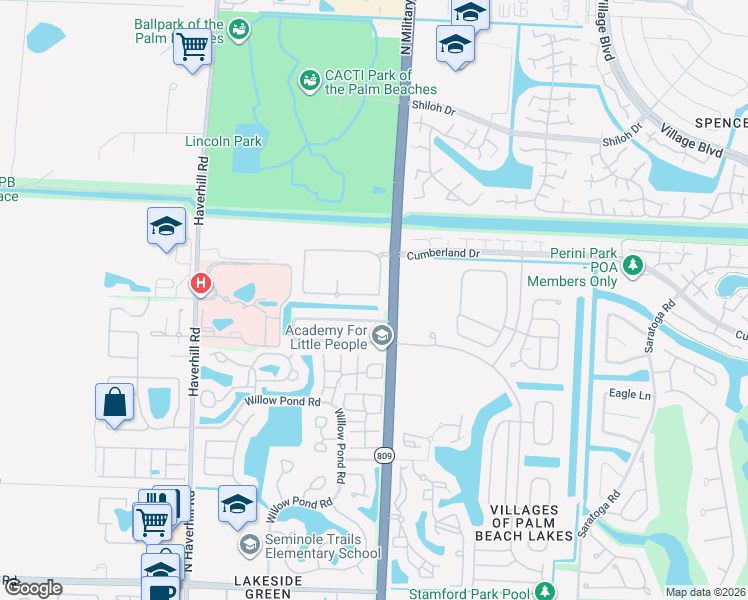 map of restaurants, bars, coffee shops, grocery stores, and more near 5129 Palm Brooke Circle in West Palm Beach