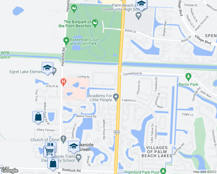 map of restaurants, bars, coffee shops, grocery stores, and more near 5071 Palm Brooke Circle in West Palm Beach